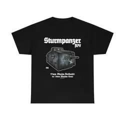 Sturmpanzer A7V Tank WWI T-Shirt German Panzer Army Military Tee Men's 100% Cotton Casual T-shirts Loose Top Size S-3XL