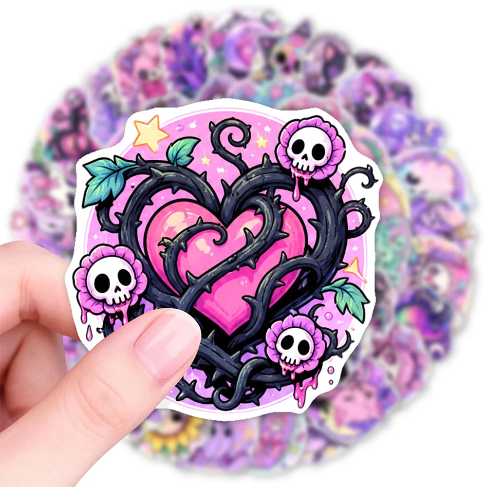 10/30/50pcs Purple Cute Skull Animal Cartoon Stickers Gothic Aesthetic Graffiti Decals DIY Luggage Phone Helmet Sticker Toy Gift