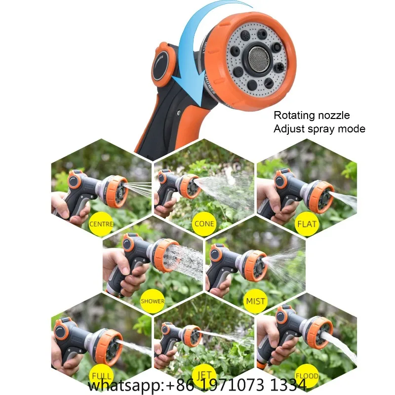 Europe Type Garden Hose Nozzle Multifunction High Pressure Water Sprayer Car Washing Watering High Pressure Washer Hose Sprayer