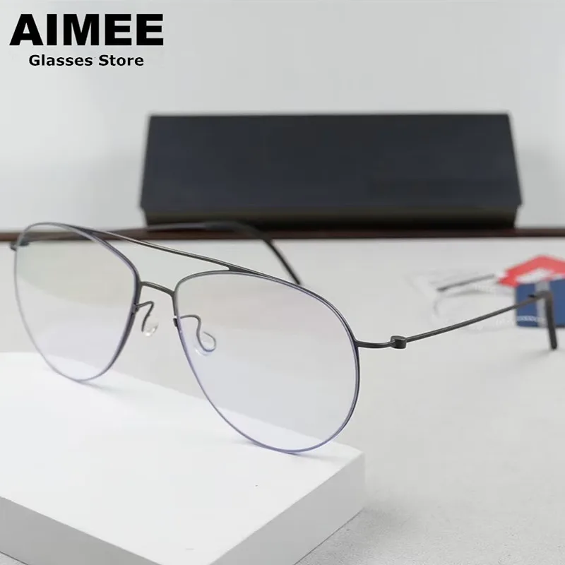 High Quality Titanium Screwless Glasses Frame 5507 Denmark Brand Men's Pilot Ultralight Eyeglasses Women Double-Beam Design Gafa