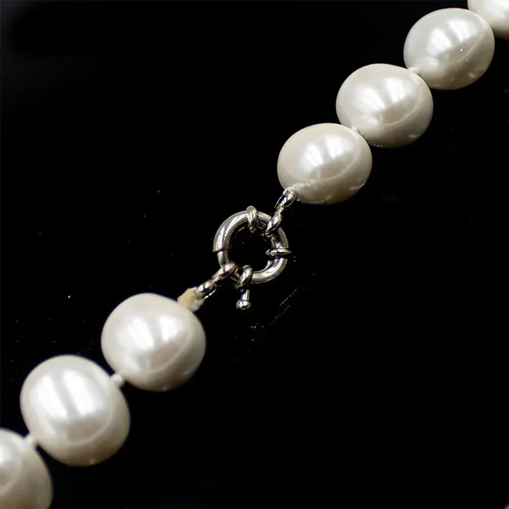 15x12mm White Immitation Pearl South Sea Shell Egg Shape Beads Knot GP Clasp Fashion Indian Jewelry Necklace 18\