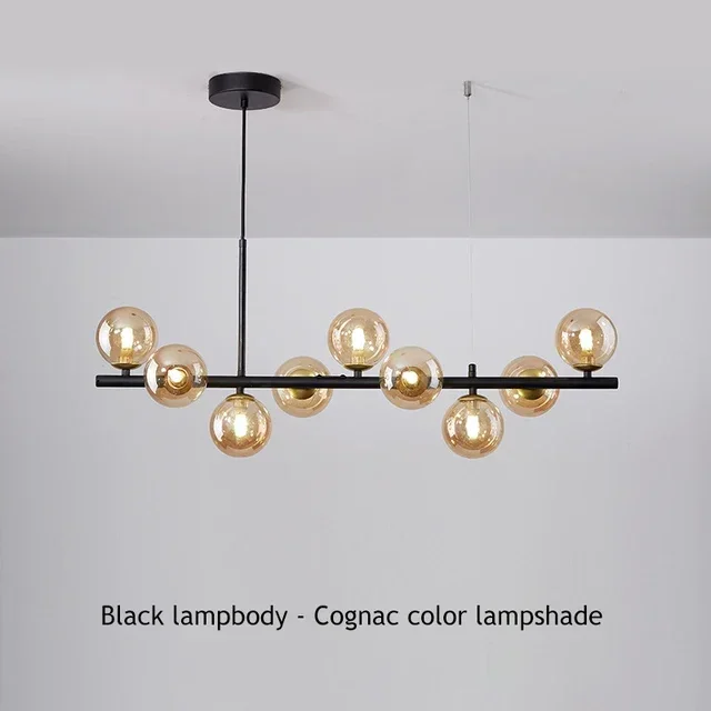 Lámpara de techo con bola de cristal moderna para mesa, comedor, sala de estar, cocina, isla, lámpara colgante, decoración del hogar, accesorio de iluminación interior