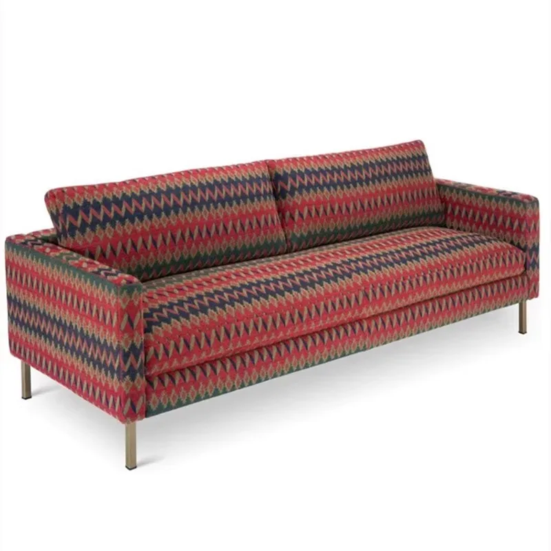 

French fabric ethnic style three-person sofa