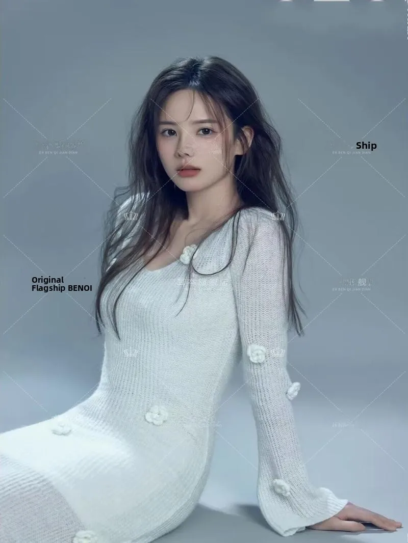 

Sexy Knitted Fairy Dress Waist-Cinching Art Photo Shoot Studio New Arrival Spring Season Women's Fashion Stage Costume