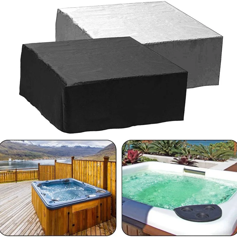 210D Universal Square Home Hot Tub Spa Dust Cover Cap UV Proof All-Weather Hotspring Snow Rain Cover Hot Tub Accessories