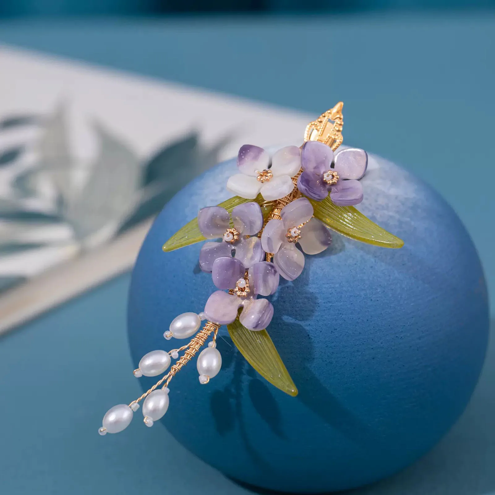 Pinzas para el cabello con flores, tiaras para mujeres, accesorios para el cabello chinos Hanfu, pinzas laterales retro con forma de pico de pato, joyería vintage para la cabeza de niñas