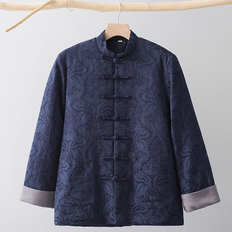Winter Cotton Padded Jacket Customized Thickened Warm Chinese Style Men's Gift Tang Shirt