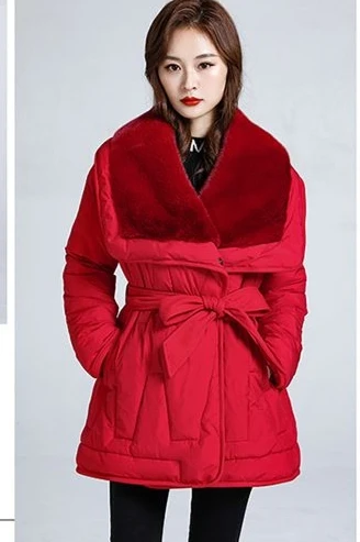 سترة نسائية شتوية جديدة من القطن بياقة عصرية وسترة كبيرة الحجم #1