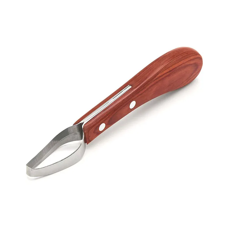 الحصان حلقة حافر سكين المتقلب شفرة الأغنام الماشية حافر سكين مزدوجة الحواف المقصات القاطع مقبض خشبي الفولاذ المقاوم للصدأ مسام الحديد