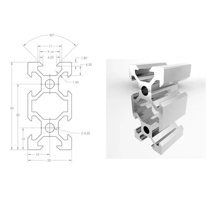 Profilé en aluminium pour routeur CNC, pièces d'imprimante 3D, 2040 V-Slot, 100-550mm, lot de 2 pièces, Openbuilds