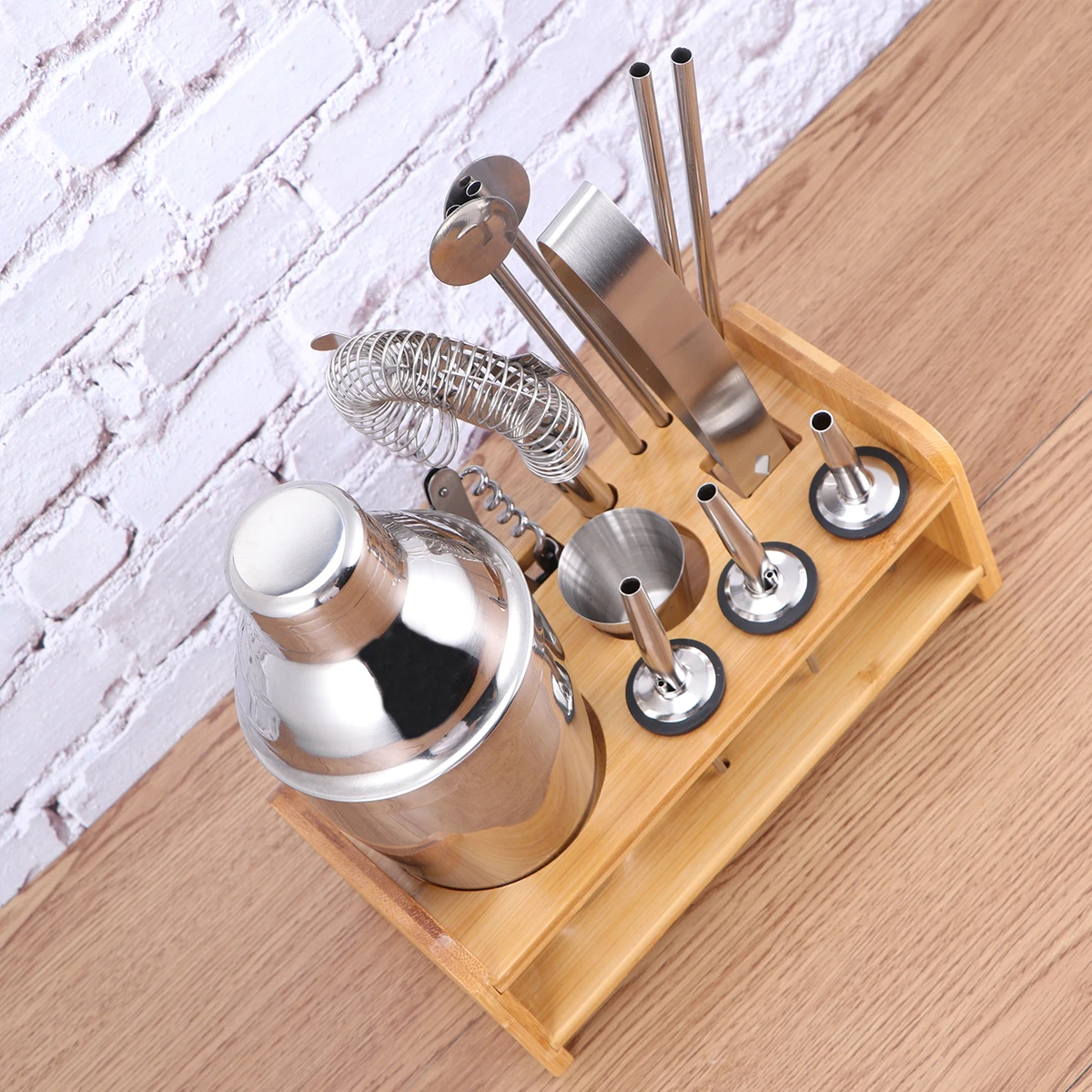 

1Set Cocktail Mixing Kit Stainless Steel Bar Tools Essential Party Bartender Set Cocktail Shaker Mixer Set Bartender