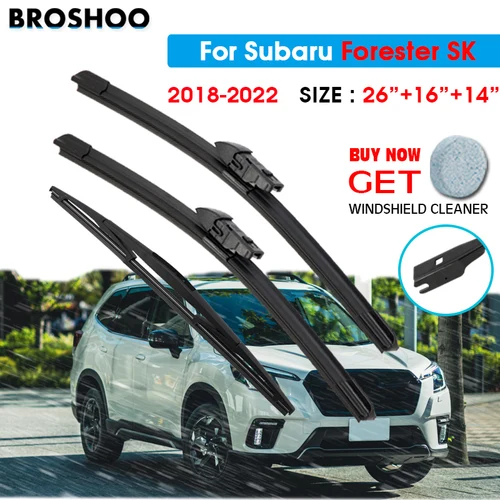 Juego de escobillas de limpiaparabrisas delanteras y traseras para Subaru Forester SK 2018 2019 2020 2021 2022 ventana delantera y trasera 26 ""+ 16"" + 14""