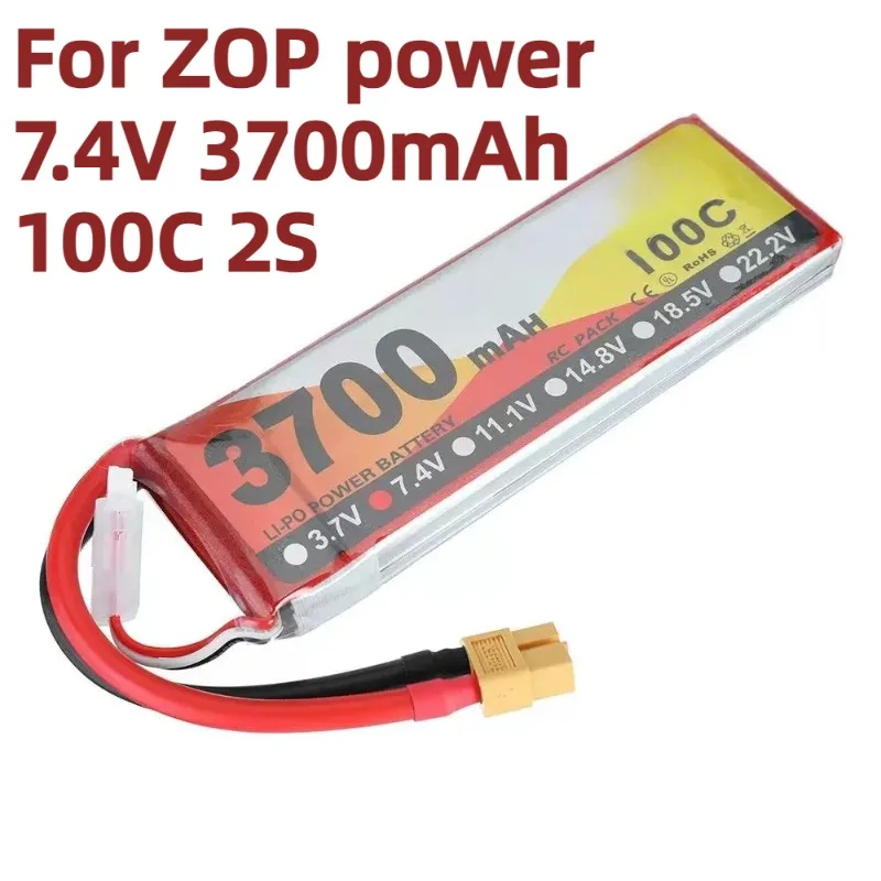 For ZOP Power 7.4V 3700mAh 100C 2S High Rate Lithium Battery