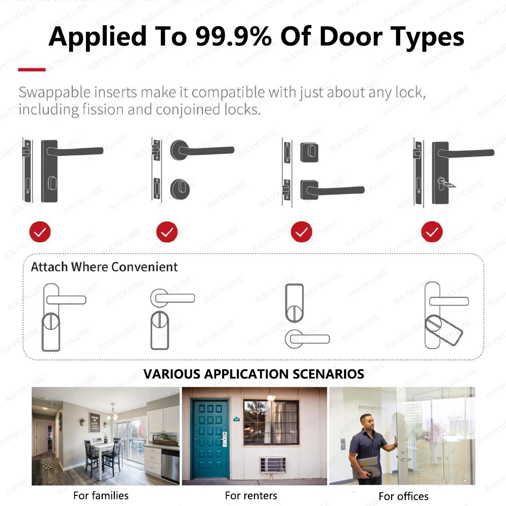 RAYKUpunA1 Pro Max-Serrure de porte électronique intelligente Tuya BEL, ensemble avec porte-clés, clavier sans fil, clé intelligente, vie intelligente, déverrouillage à distance