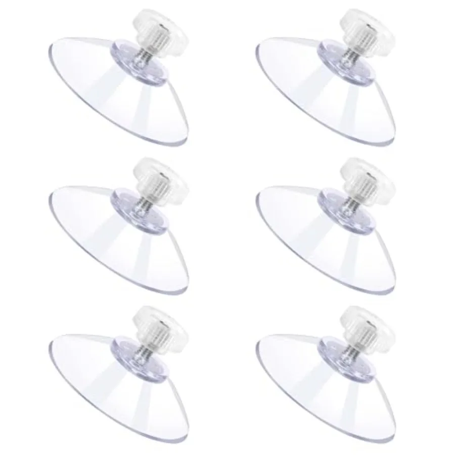 

6 PCS Suction Cups for Glass, 32mm Strong Suction Cup with Metal Screw Rods and Nuts Clear PVC Heavy Duty Plastic Sucker Pads H