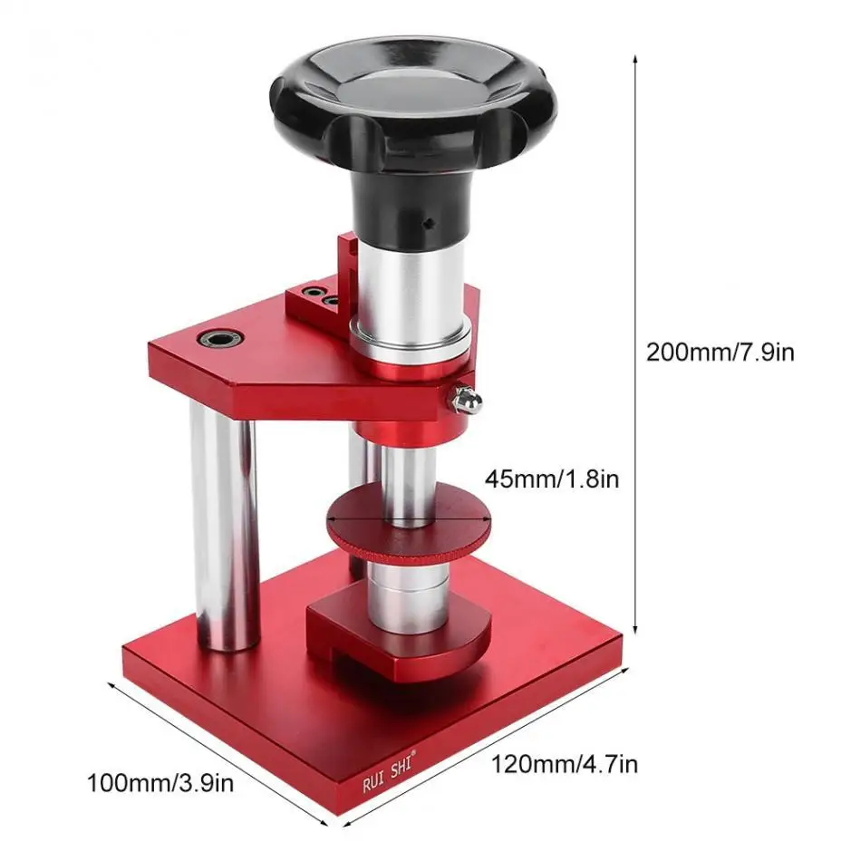 Watch Repair Case Cover Press Tool Base Watch Back Cover Squeeze Pressor Closer Tools with Fittting Dies Spiral Machine Presser