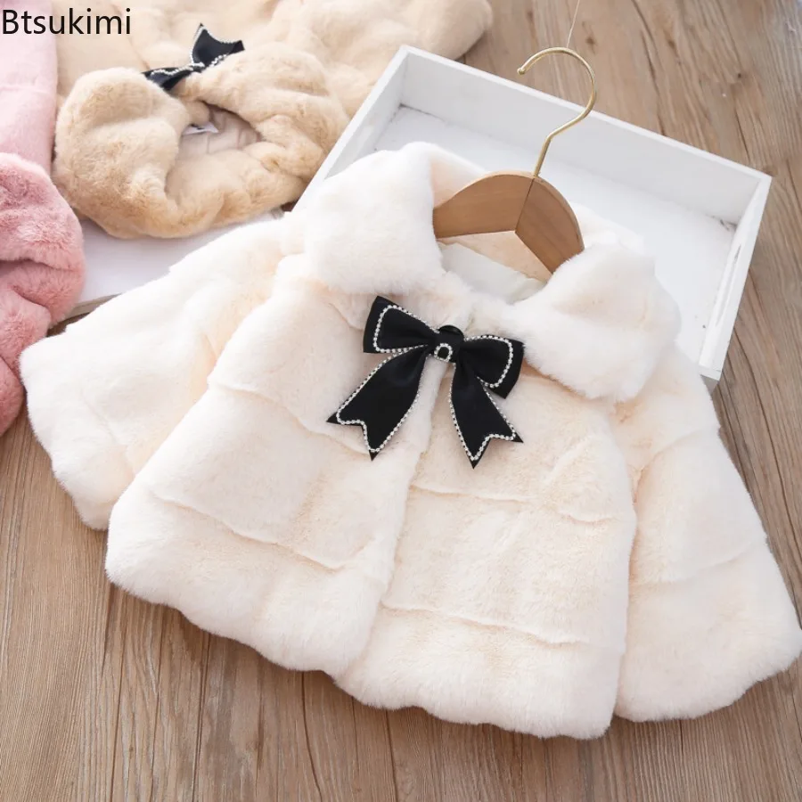 Baby Girls' Autumn Winter Warm Faux Fur Coat Girls Jacket Baby Snowsuit Sweet Christmas Princess Outwear 1-5 Years Kids Clothes