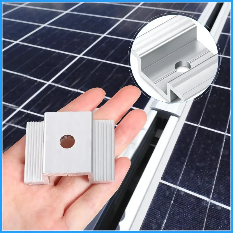 10/20PCS Adjustable Aluminum Solar Mid Clamp Solar Panel Mount Bracket Accessory for Rooftop PV System