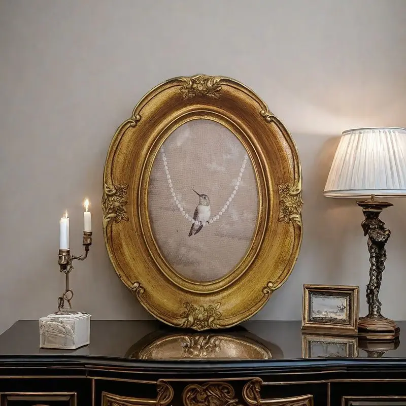 French Vintage Wall Photo Frame Art Painting Ornament Elegant Living Room Bedroom Entryway Sofa Background Decor