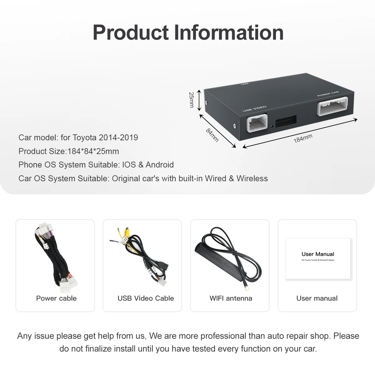 CarPlay en Android Auto draadvrij systeem voor Toyota Camry C-HR Yaris RAV4 Corolla taccoma ughlander met multifunctionele functies