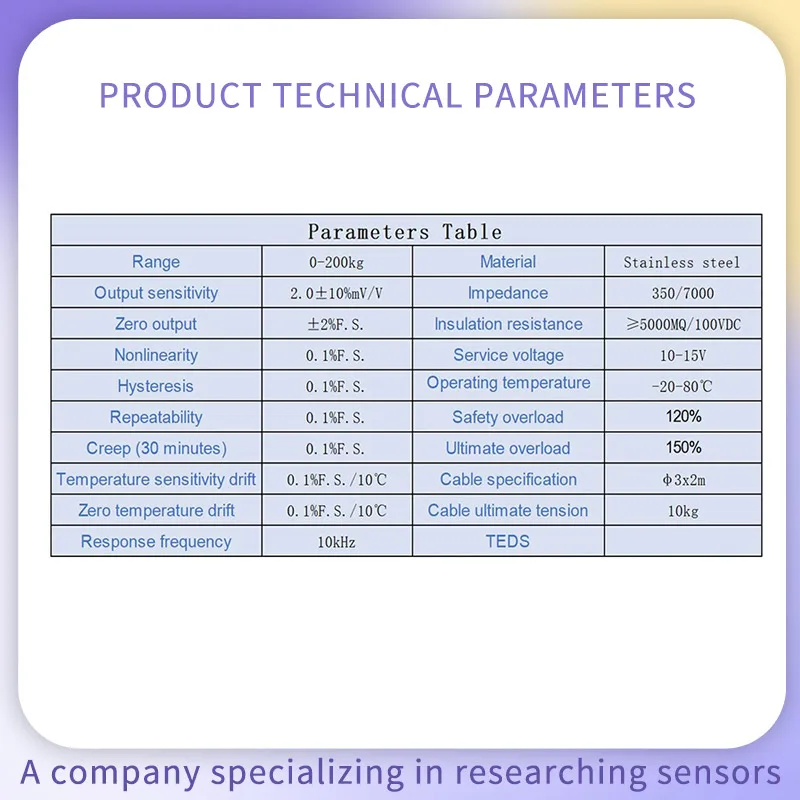 Mini Column Type Load Cell Pressure/ Weighing Sensor 0-200KG Φ20mm Easy to Install for Electronic Scale Robot Automatic System