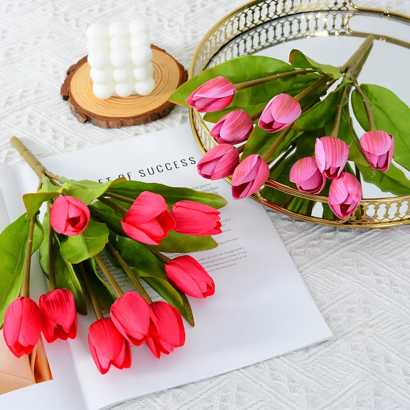 

Tulip Simulation Flower Ome Living Room Offee Table Decoration Floral Arrangement Flower Tulip Bundle Garden Greening Project