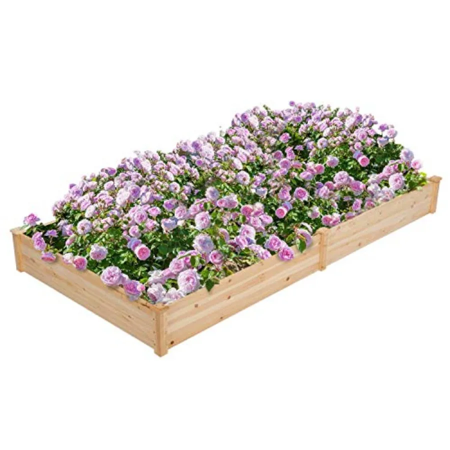

Грядка для садоводства 8×4 фута (93×48×10 дюймов), деревянный ящик для посадки растений для заднего двора/патио, натуральный цвет дерева, прочный, для использования на улице
