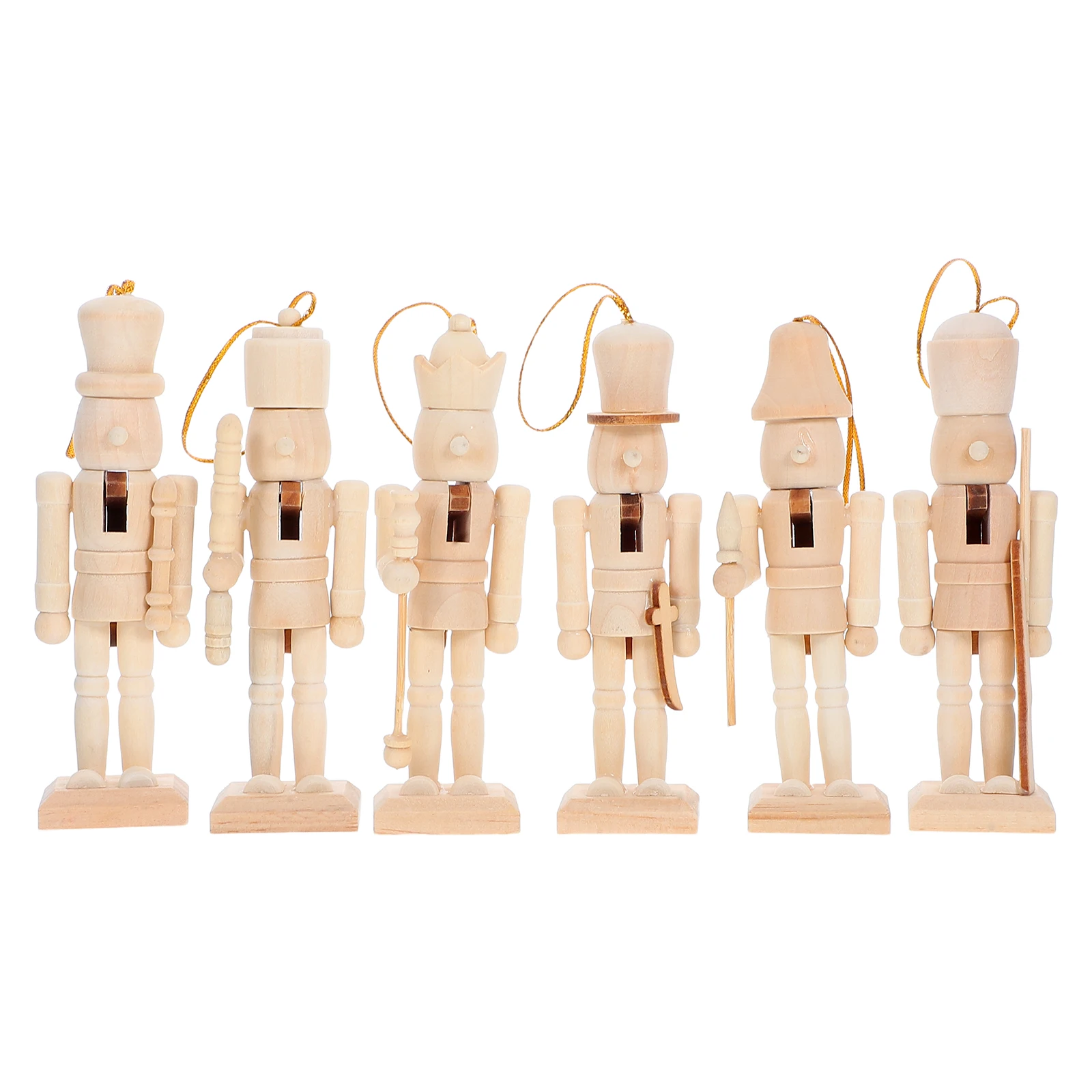 

6pcs 12.5Cm Wooden Nutcracker Soldiers Unfinished Diy Craft Mini Paintable Christmas Decor Holiday Tabletop Ornament For Home