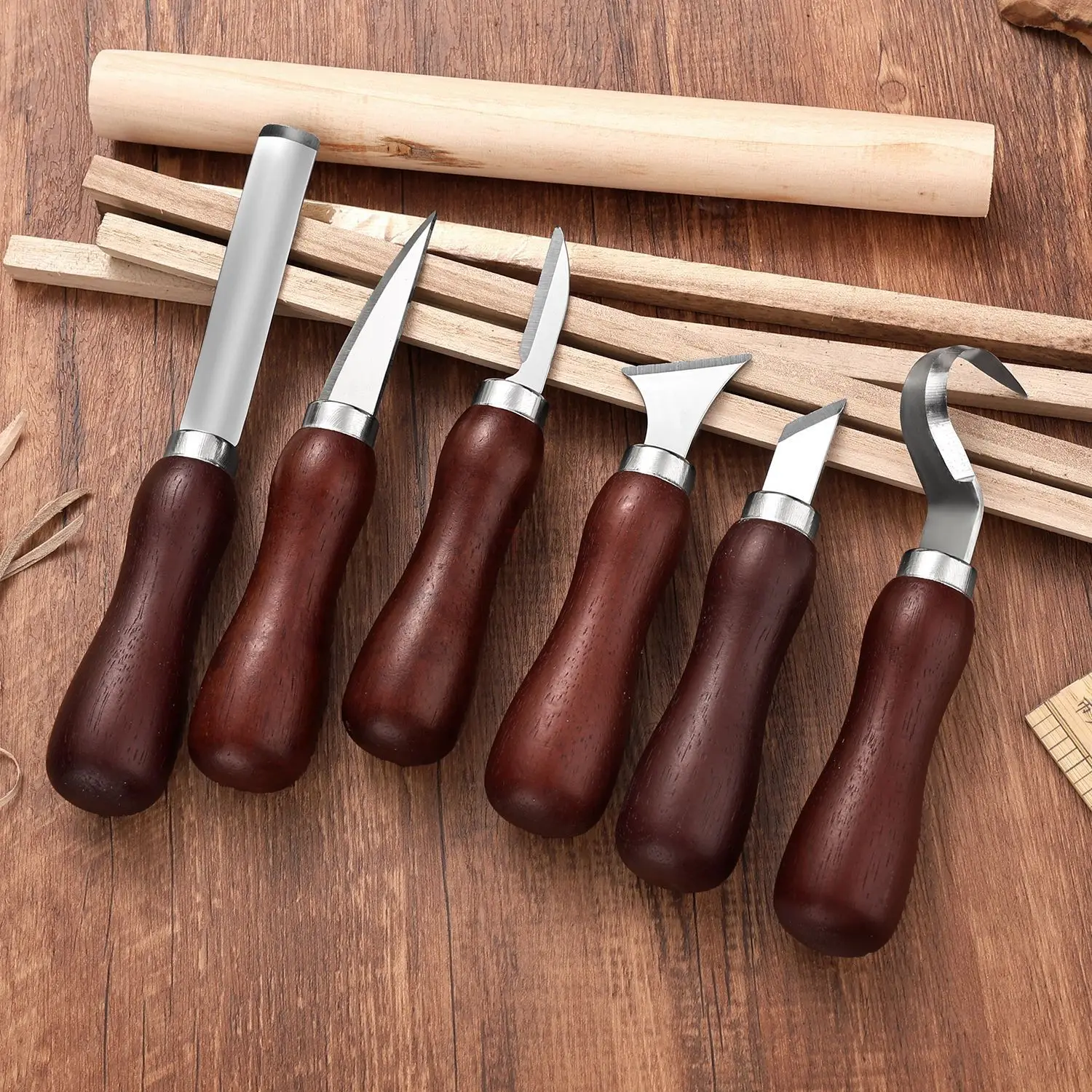 6PCS/Set Professional Wood Carving Tools Peeling Woodcarving Chisel Woodworking Cutter Hand Carving Wood DIY Handicraft Tool Set
