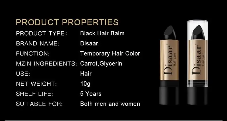 Fashion Black One-Time Hair Dye Pen Instant Gray Root Coverage Instant Hair Color Cream Stick Fast Temporary Cover Up White Hair