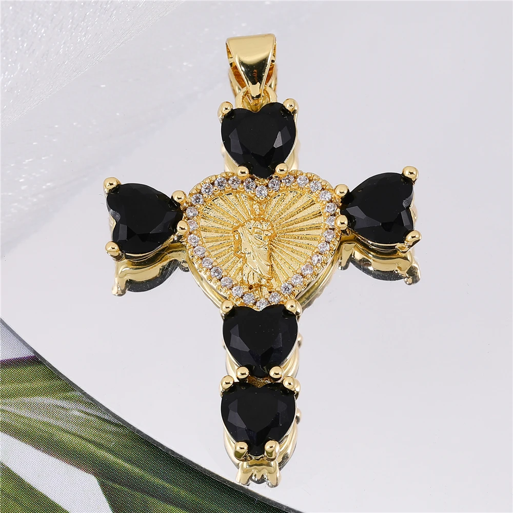 Juya hearts zircon Simple Cross Shape Charms Pendants for Jewelry Making Personality Long-lasting Color Gift Pendant Accessories image 5