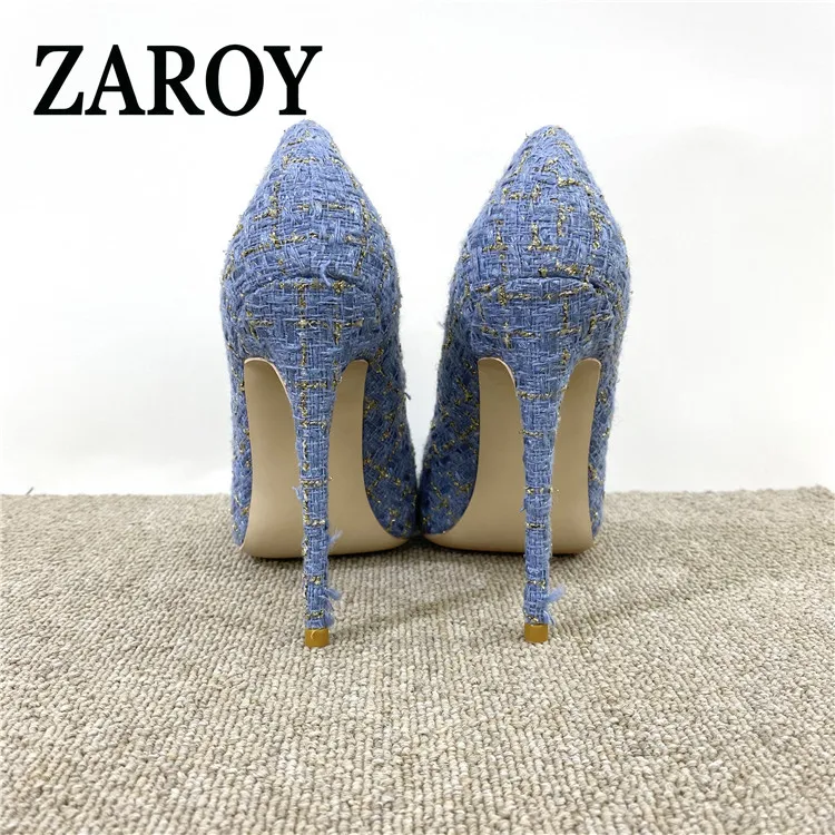 【Outlet Clearance】New woven high heel pumps12CM pointed thin heel shallow single shoes banquet shoes dress party sandals