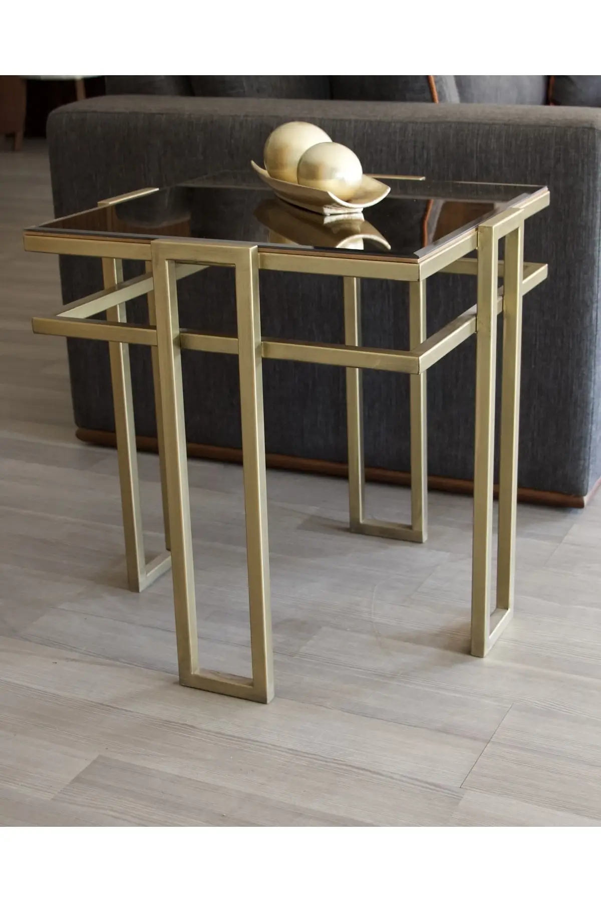 DOLBOVI Gold Tumbled Square Side Table Coffee Table