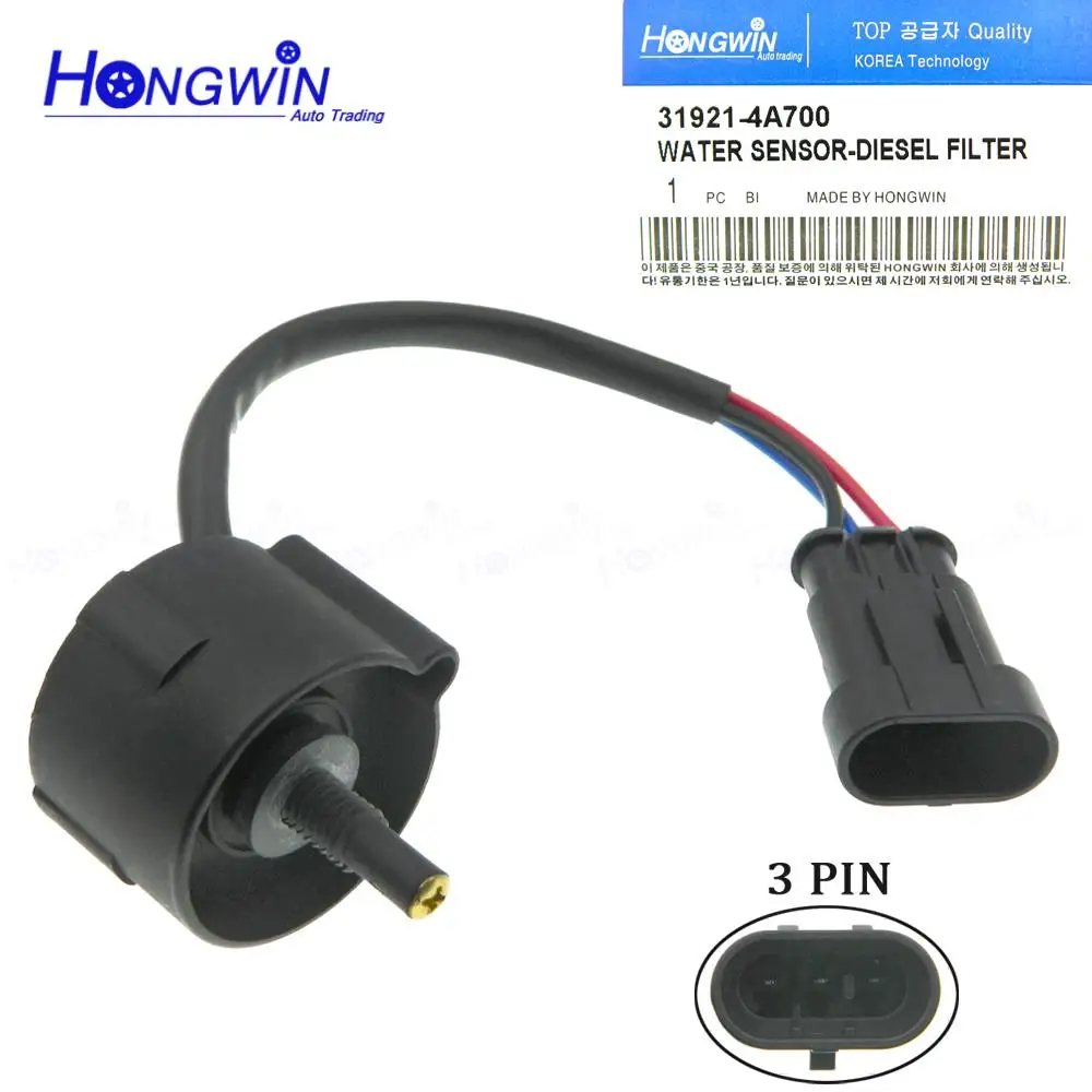 Filtro de agua diésel 31921-4A700, Sensor compatible con Hyundai, Kia Motor, Libero/Santa Fe/Starex/Sorento 31921 4A700 /319214A700, 8MM