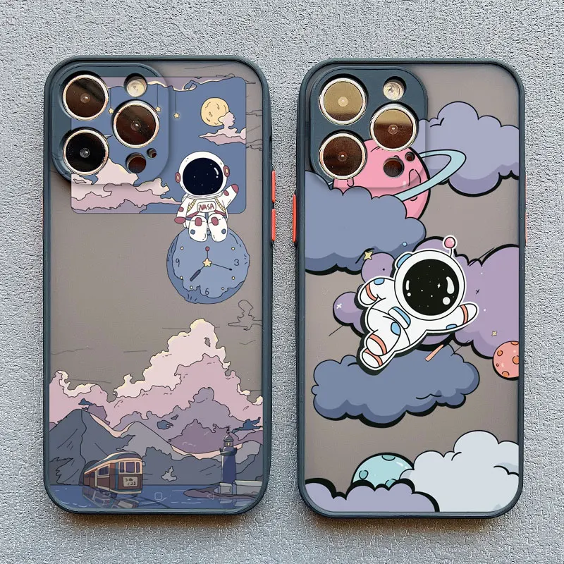 

Cartoon Astronaut Pattern Phone Case For iPhone 11 12 Mini Pro Max 14 13 15 Pro Max Plus 7 8 Plus X XR XS Shockproof Phone Cover