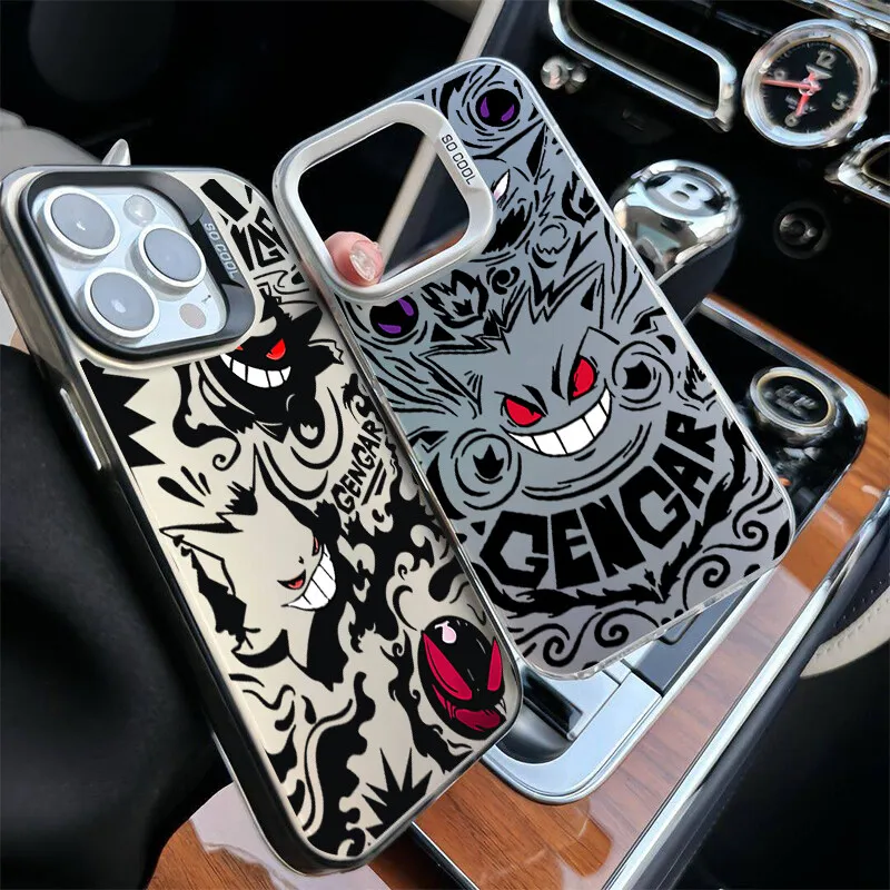 Pokemon Purple Gengar Case for Iphone 16 Pro Max 16e 11 12 13 14 15 Pro Max X XS 16 Plus 7 8 SE 2 3 Armor Laser Matte Hard Cover