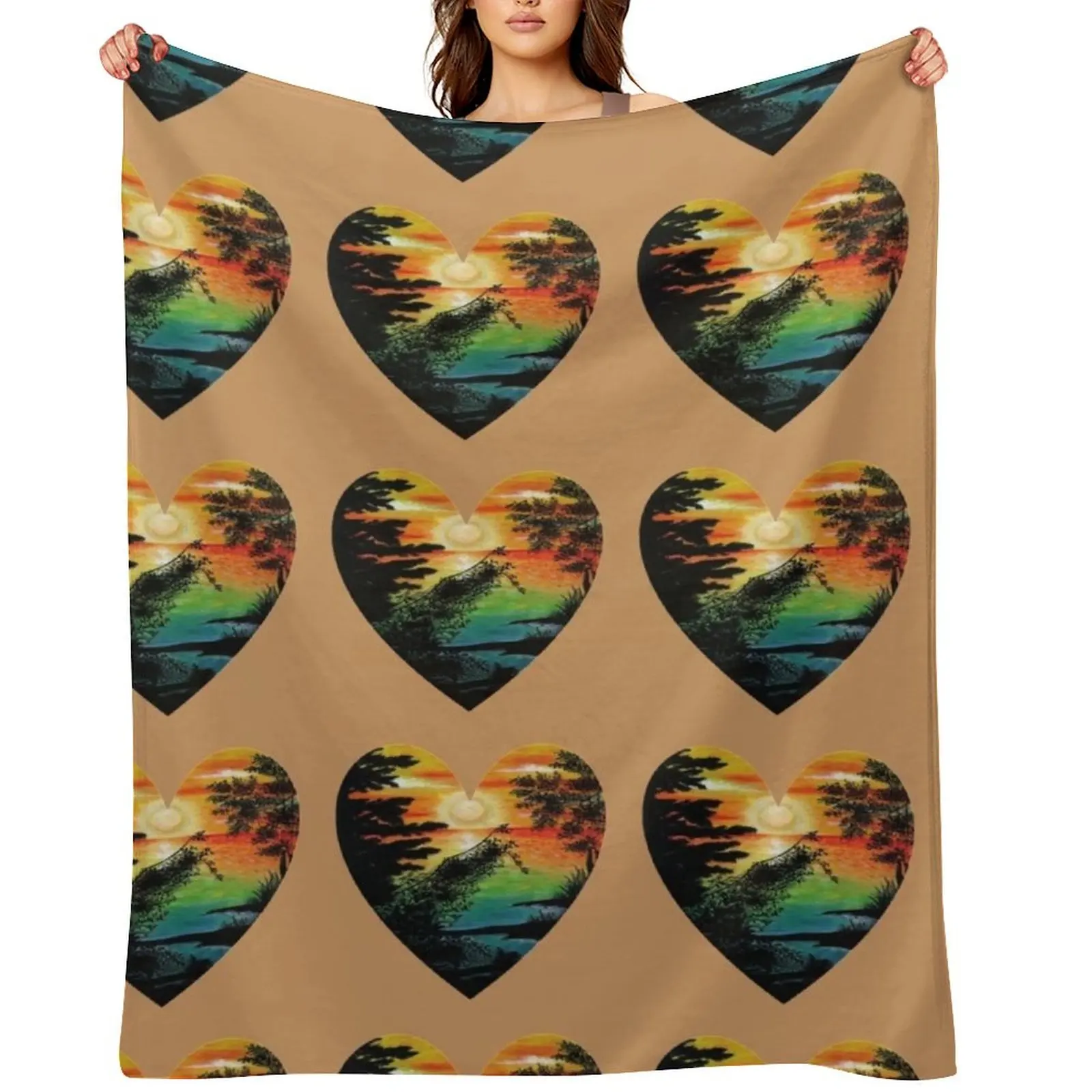 

Love & Nature Heart Throw Blanket Travel anime Custom Summer Blankets