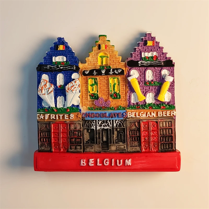 Europe，Belgium，Brugge，3D Stereoscopic，Tourism souvenirs，Resin painting，Decoration home，Refrigerator magnets