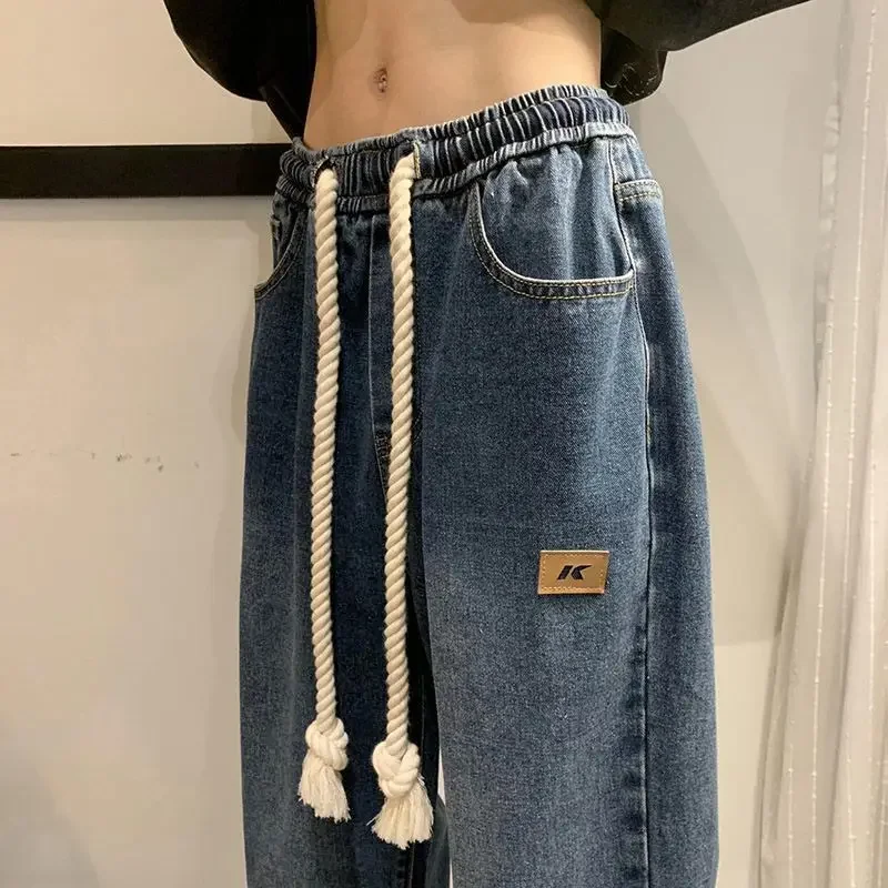 Jeans preto masculino com bolsos, calça reta de vaqueiro, roupas soltas vintage, streetwear, Xs Y2K, Y2K, 2000s, 2024, tendência