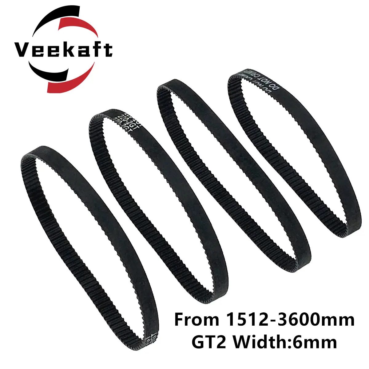 

3D Printer Parts GT2 6mm Closed Loop Rubber Timing Belt 1512 1520 1524 1540 1600 2000 2500 3000 3230 3600mm 2GT 1pcs