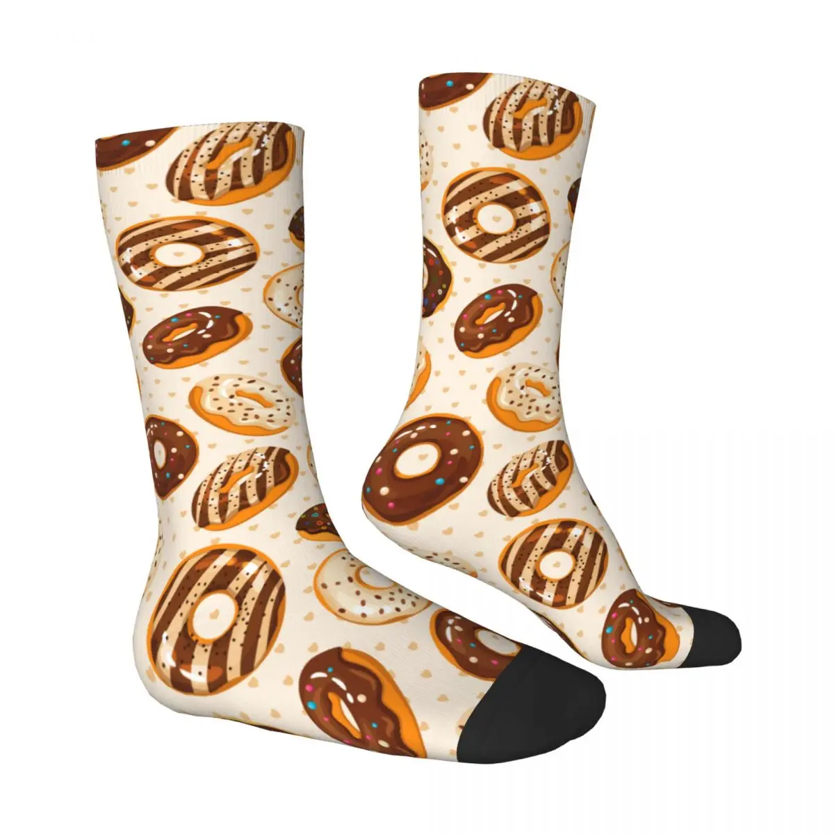 Glazed Sugar Powdered Chocolate Donuts Socks Male Mens Women Winter Stockings Polyester