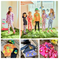 Traje de baño de manga larga para niños y niñas, traje de baño de 2 piezas con estampado de dibujos animados, estilo coreano, novedad de verano 2024