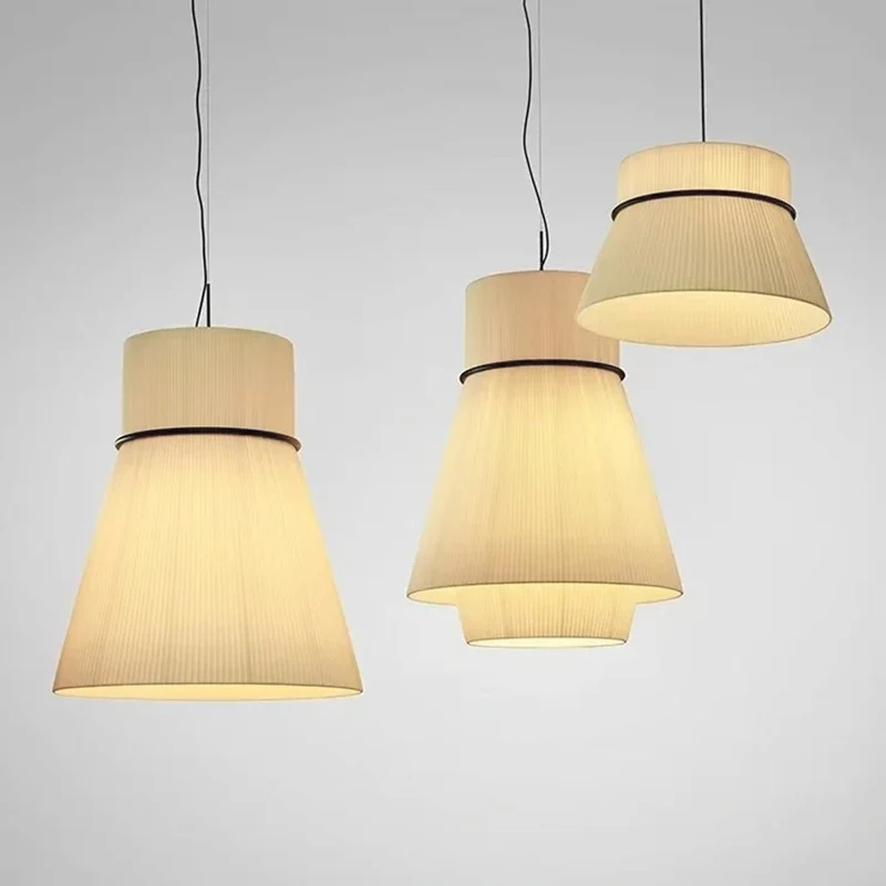 

Wabi Sabi White Fabric Pendant Lamp Living Dining Bedroom Nordic Restaurant Decoration Cloth Chandelier Indoor Lighting Fixtures
