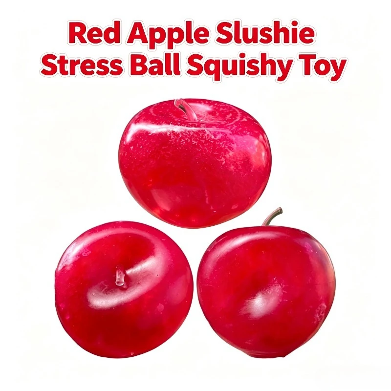 Red Apple Slushie Stress Ball Squishy Toy Apple Smoothie Moldable Non-Bounce Sensory Fidget Toy Decompress Relieve Anxiety Gift