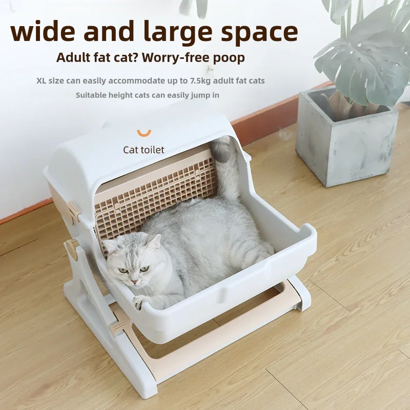 Spatter-proof Sandbox for Cat Pet Flip Semi-automatic Litter Box Luxury Cat Toilet Pet Removable Modular Assembly Cats Supplies