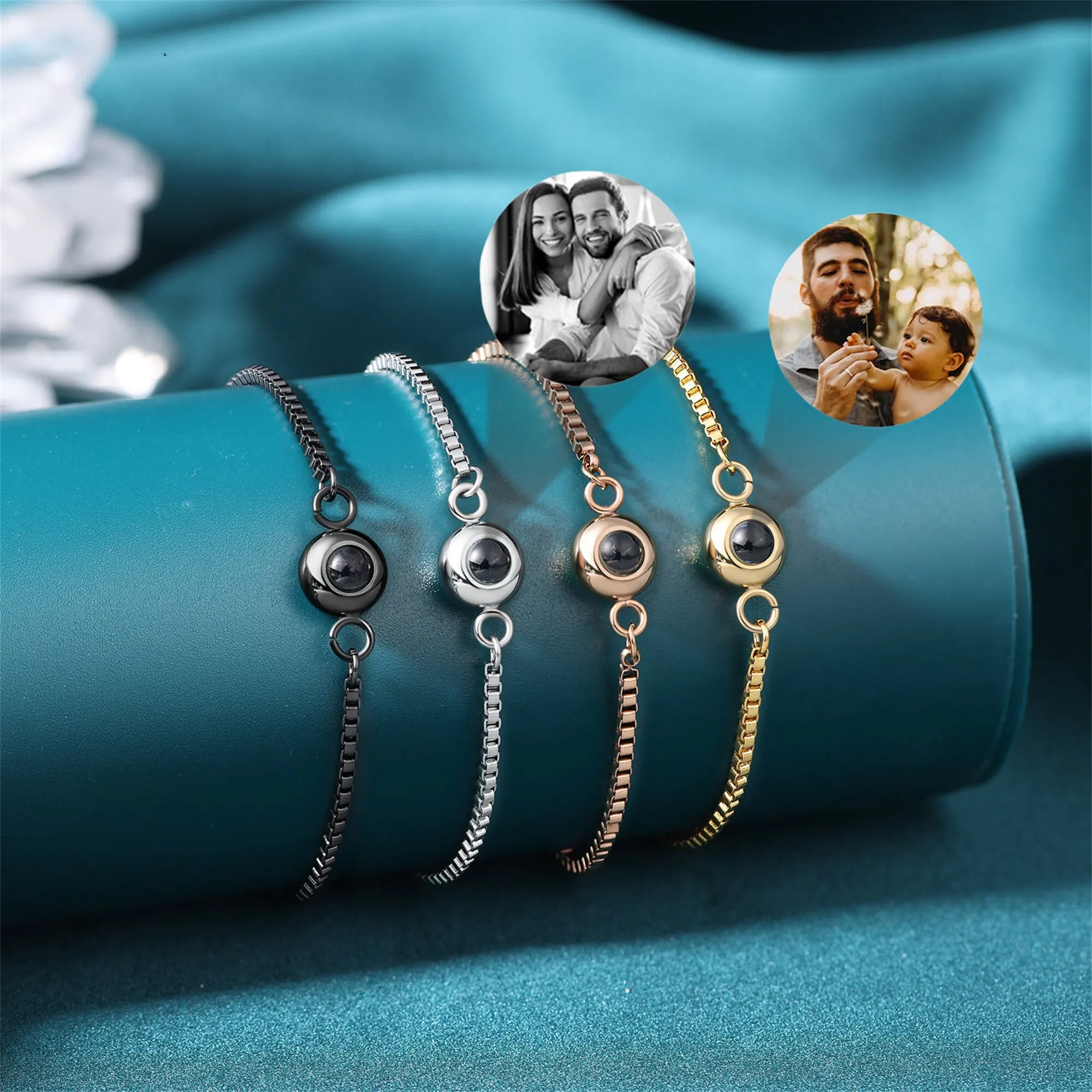 Valentine\'s Day Gift Custom Photo Projection Bracelet Personalized Picture Stainless Steel Friendship Couple Bracelet For Lover