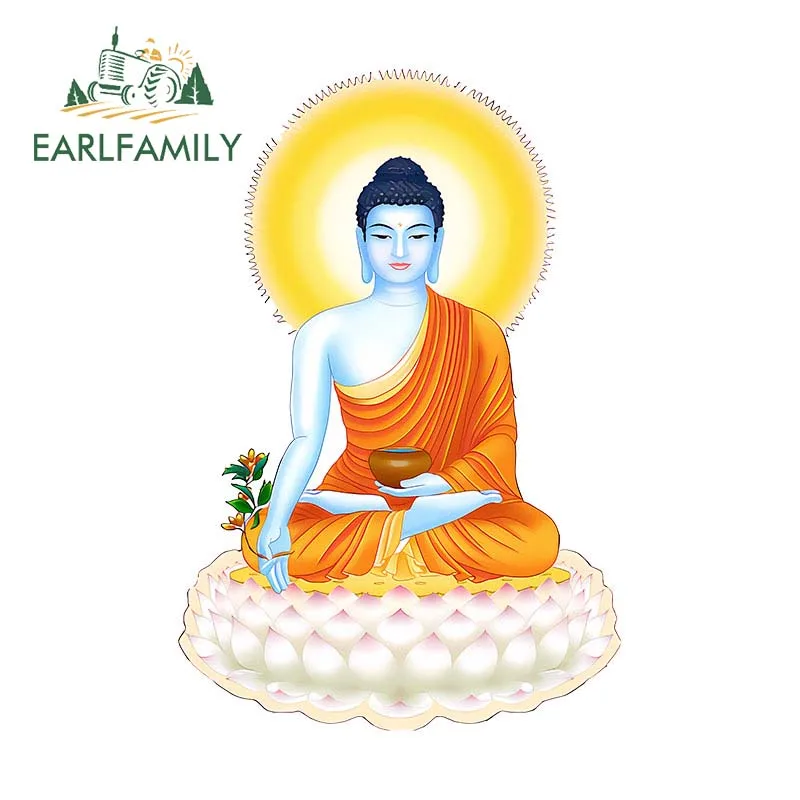 EARLFAMILY 13cm x 8.7cm for Buddha Personality Car Sticker Creative Caravan Decal DIY Waterproof Windows Beautiful Decoration