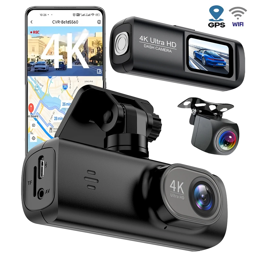 

Soam 4K WiFi Dash Cam Mini CAR DVR Front and Rear Dual Lens With 1080P Black Box Room Night Vision Camera Parking Monitor