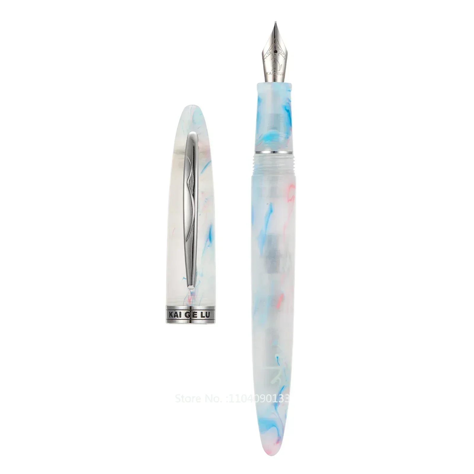 

Hot Kaigelu 222 Celluloid Fountain Pen Blue-White Beautiful Patterns Iridium EF/F/M Nib Pen Writing Office Business Ink Gift Pen