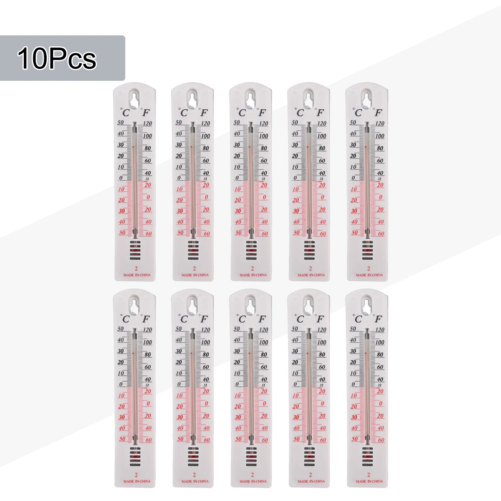 Brand New Wall Thermometer Temperature Mounted Kerosene Filled Office 195mm X 40mm X 6mm 2PCS Factory Greenhouse